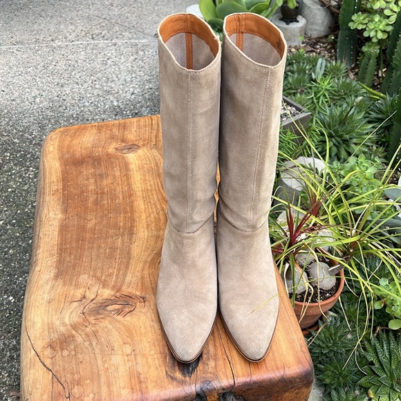 Lucky Brand Tall Fukko Boot Tan Suede 7.5 - Picture 2 of 11